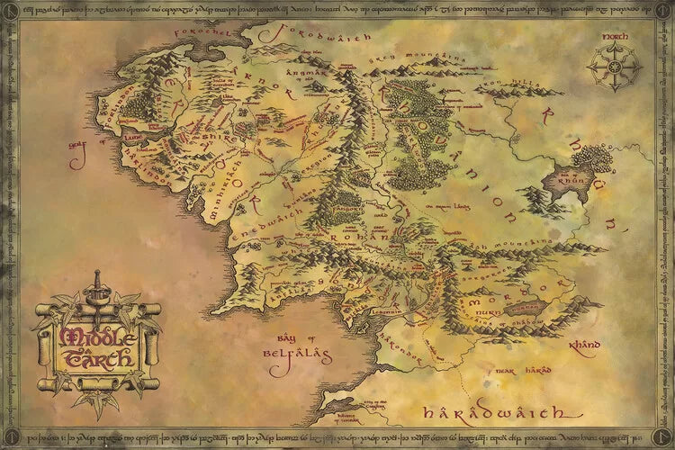 The Lord of the Rings - Map of the Middle Earth Poster 61 × 91.5 cm